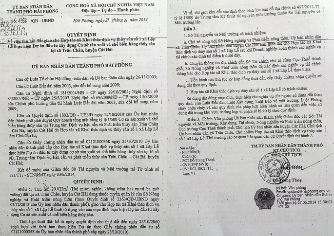 so tnmt tp hai phong thong bao thu hoi dat khi chua ban giao