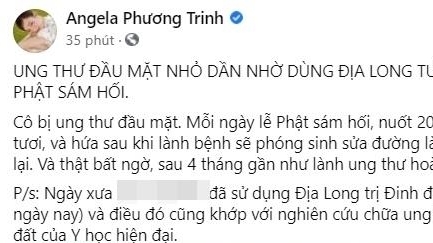 Sau án phạt, Angela Phương Trinh vẫn tiếp tục quảng cáo giun đất chữa ung thư